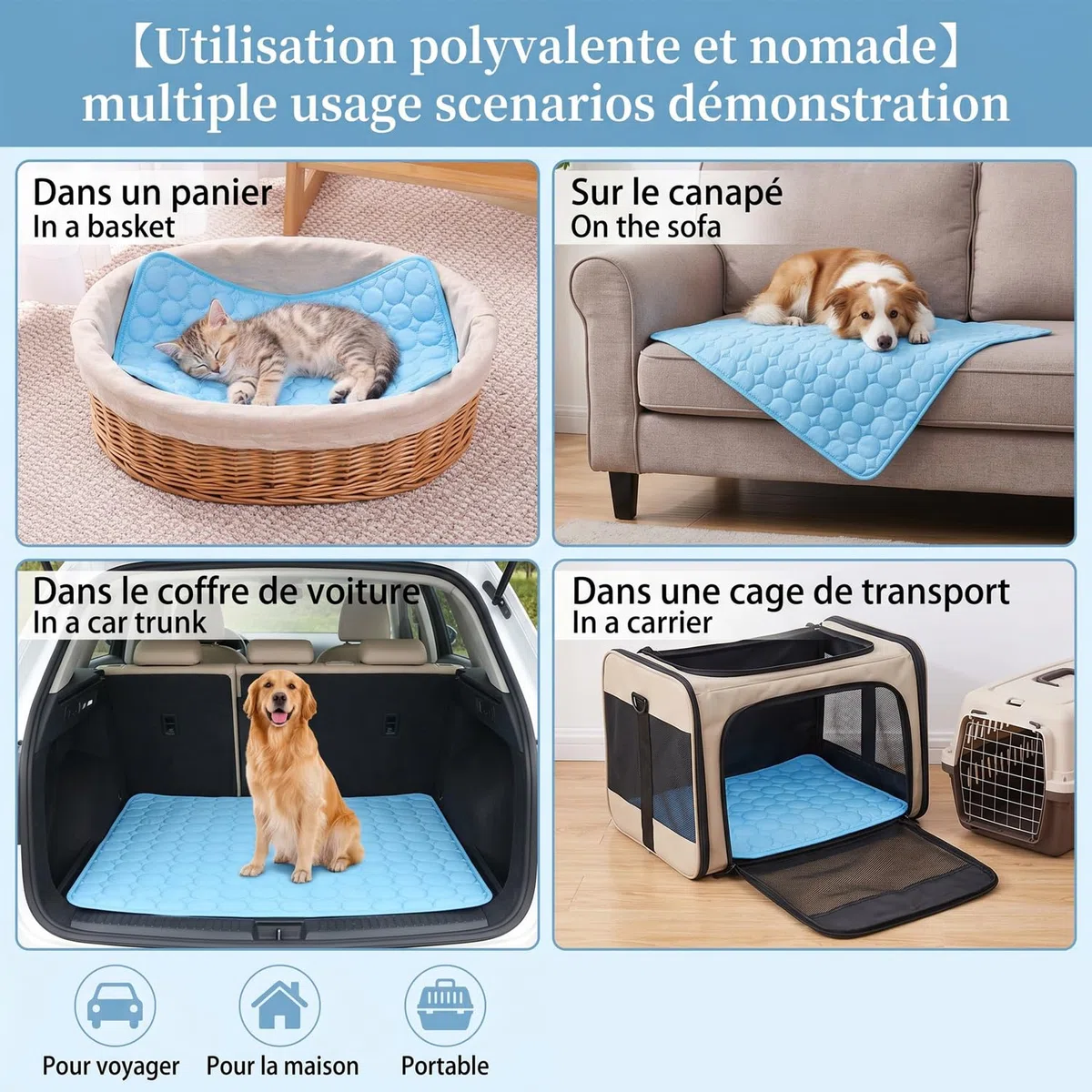 Generico Coolnap Tappetino Rinfrescante per Cani | Il Tappetino Che Rimane Fresco — Anche Dopo Ore Sotto il Tuo Cane. Tappetino Estivo Coolnap: Morbido e Confortevole per Cani, Blu (M)