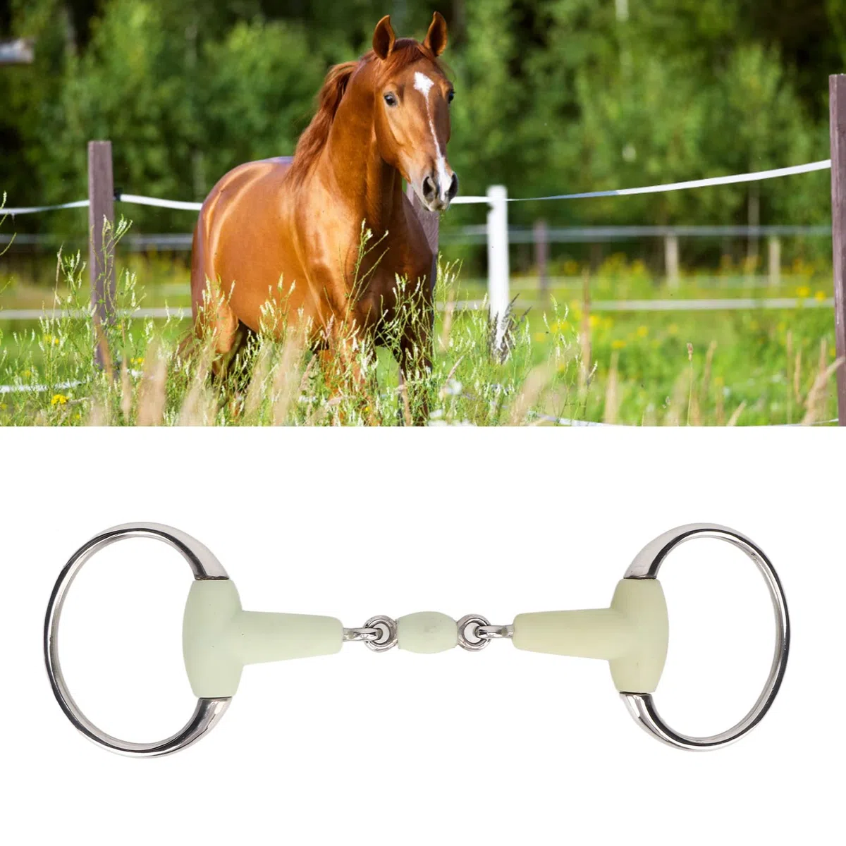 Filetto per Cavallo, Filetto per Bocca di Cavallo Avvolto in Gomma al Sapore di Mela, Filetto per Cavallo in Acciaio Inossidabile Facile da Controllare per L'addestramento e