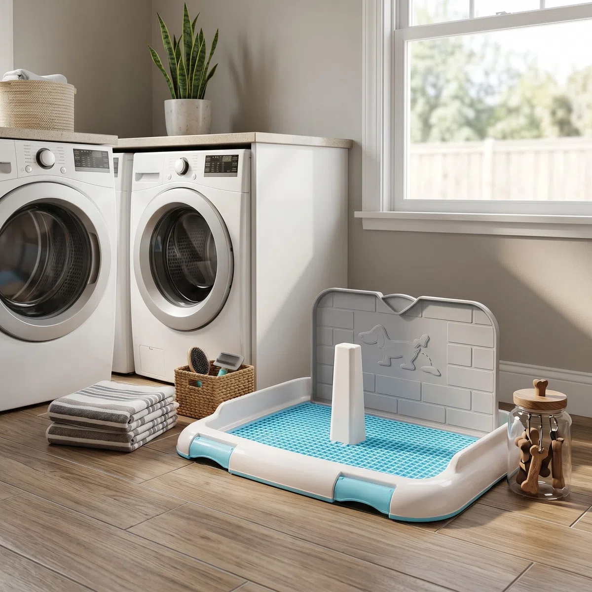 Ejoyous Toilette per Cani, Toilette per Cuccioli, Set Addestramento per Cuccioli, Toilette per Animali con Simulazione della Parete e Minzione Programmata, Vasino per Cani da Interno