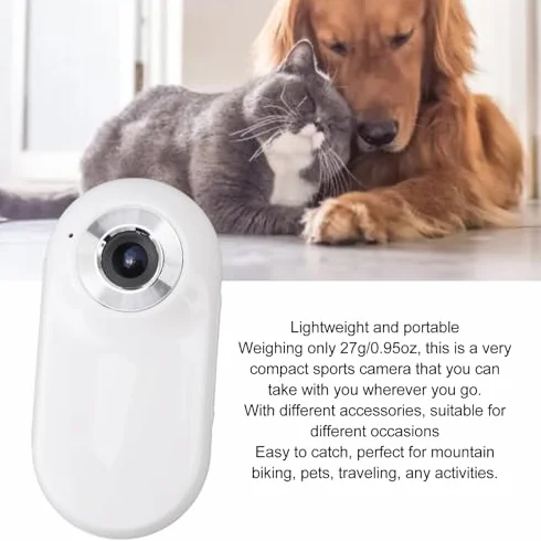 Collare per Gatti, Collare Localizzatore per Cani Grandangolare da 170°, Mini Videocamera Sportiva per Animali Domestici HD 1080P per Registrazioni Video, Videocamera per Piccoli