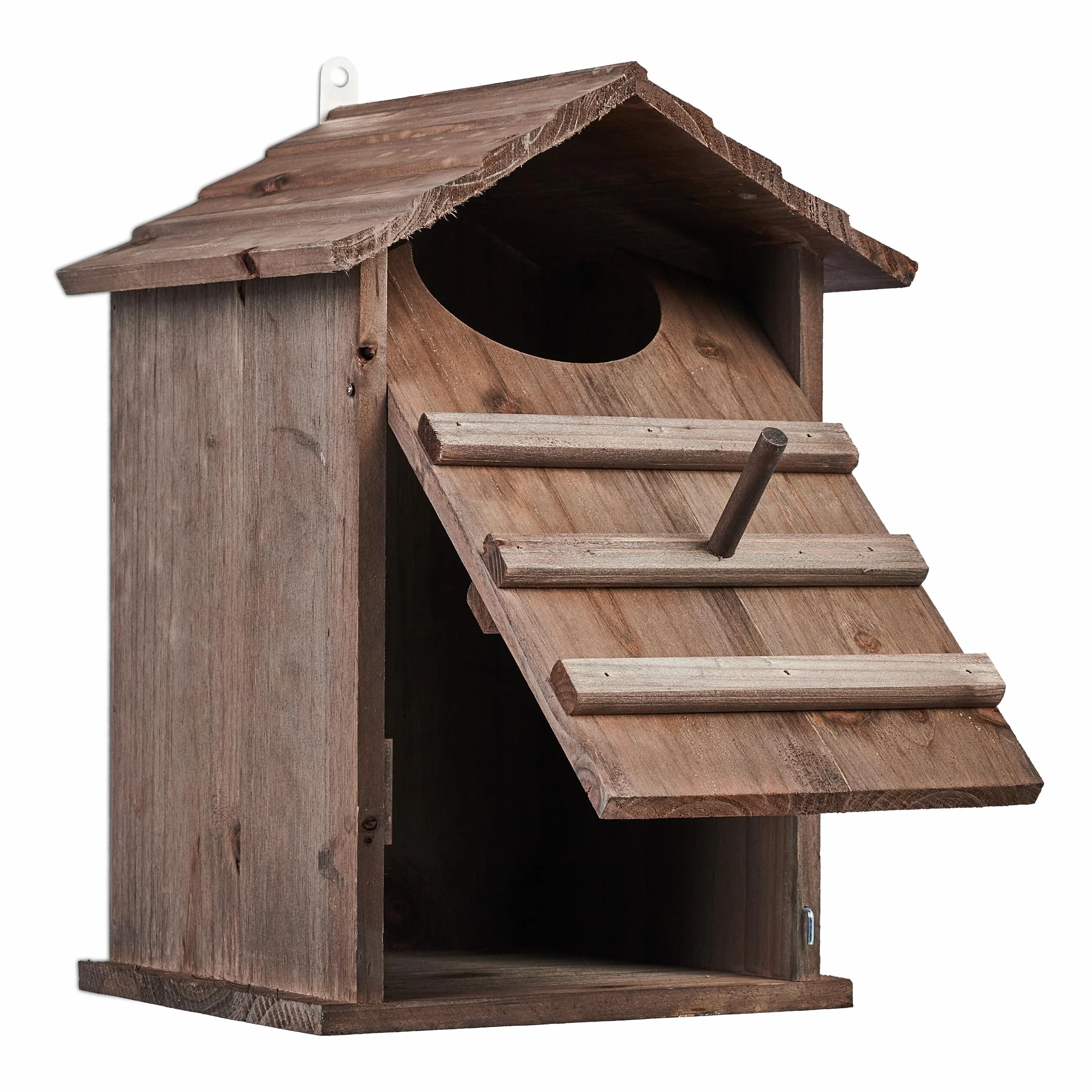 Relaxdays Casetta per Uccelli, Nido in Legno di Abete, Casa Appesa per Uccellini Giardino, 38,5 x 25 x 28 cm, Marrone