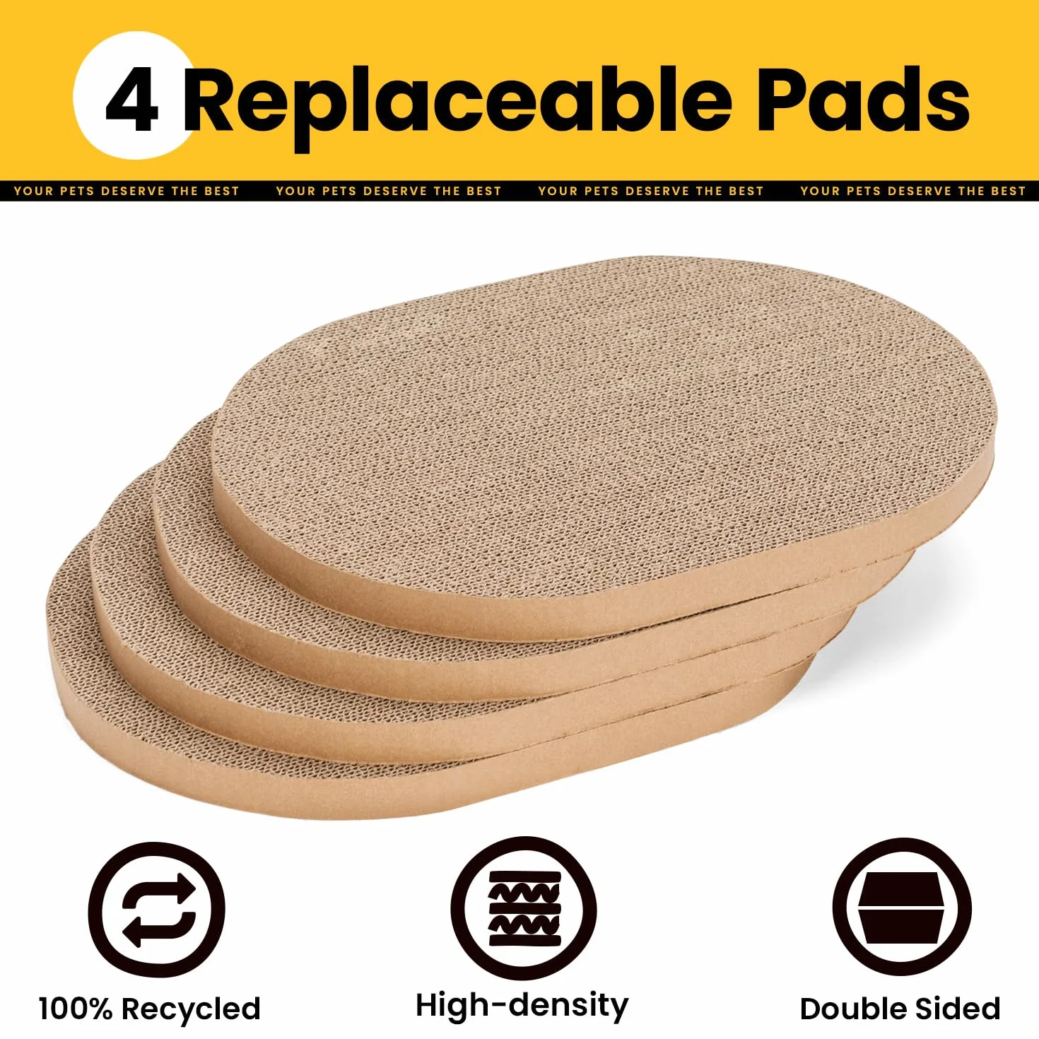 Conlun Tiragraffi per Gatti in Cartone Ondulato, 4 Graffiatoi Reversibili Resistente, Letto Gatto Cartone Che Protegge i Mobili, Facile da Pulire, Regalo Perfetto per Gattini, Grande