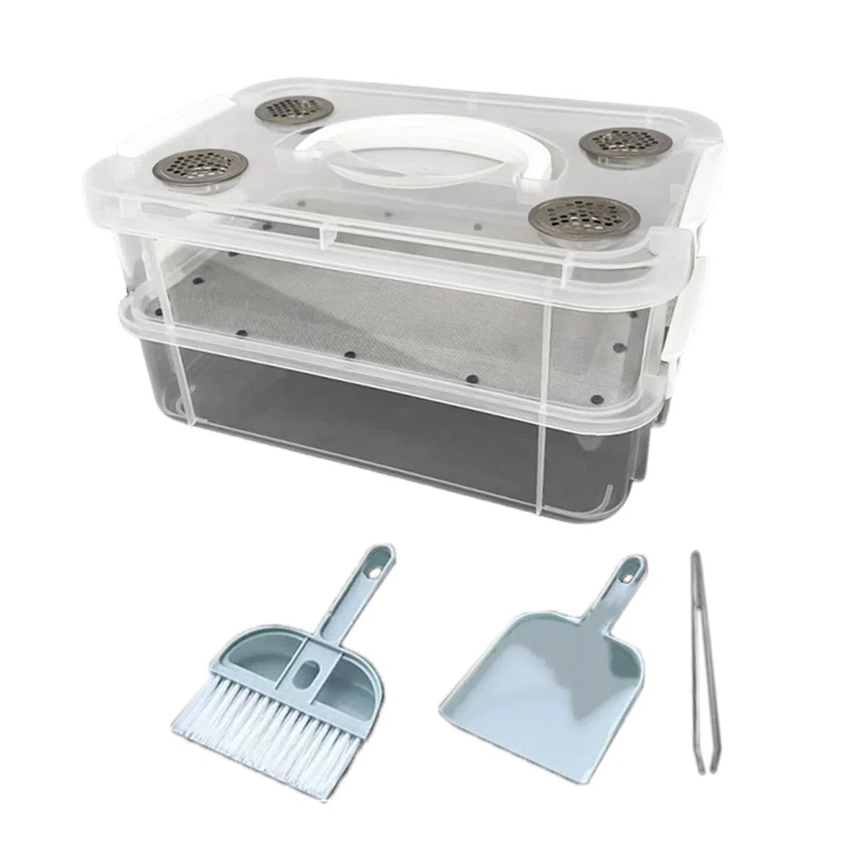 Mealworm Breeding Box Contenitore Allevamento Vermi Scatola Trasparente Ventilata con Setaccio Facile Pulizia Design Impilabile Adatto per Trasporto O, Rete Fine