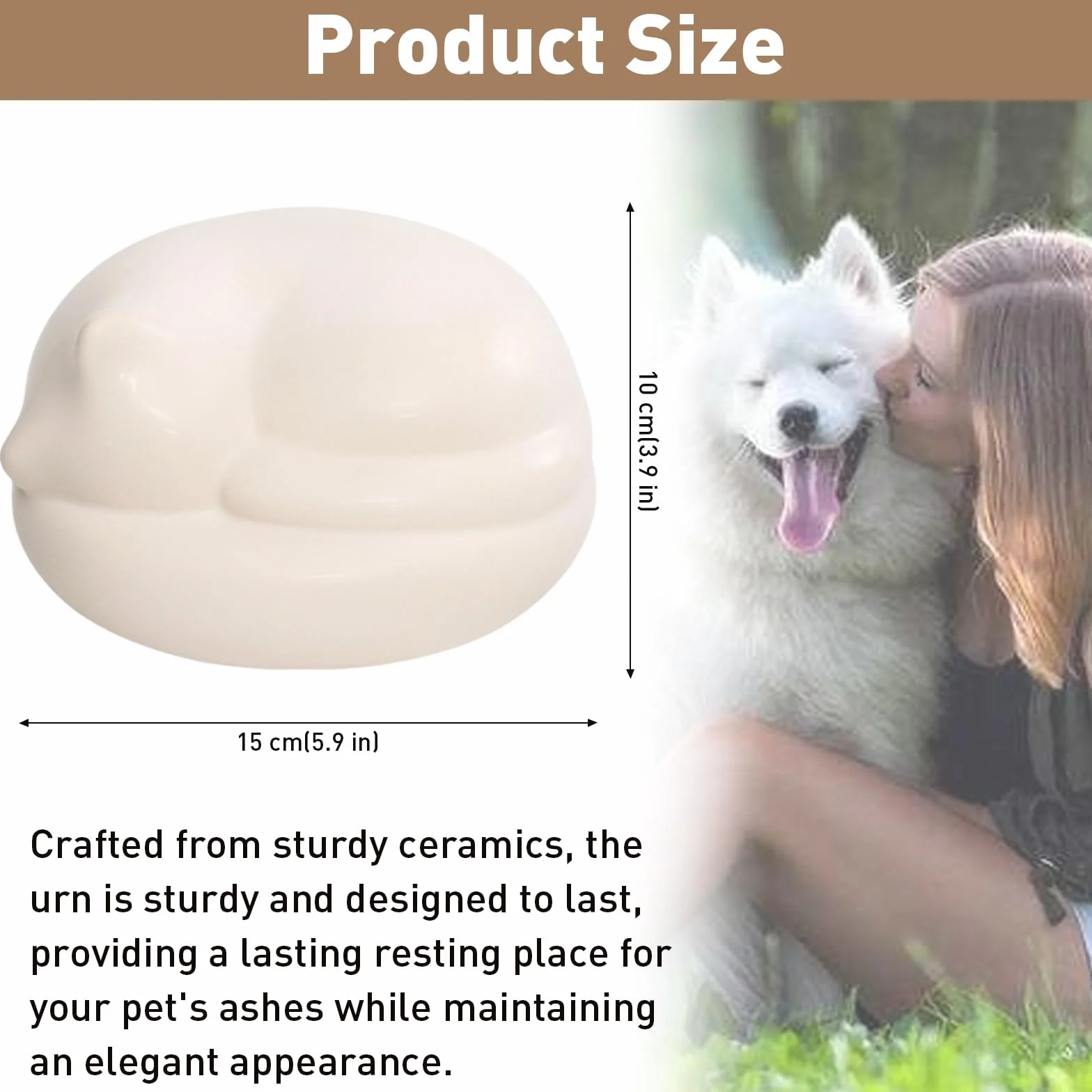Urna commemorativa per la cremazione degli animali domestici – Contenitore per ceneri in ceramica per gatti e cani, barattolo ricordo per la memoria (gatto)