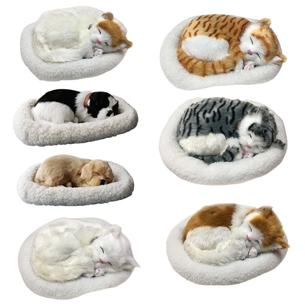 Giocattolo Realistico per Gatti Che Dormono, Bambola di Peluche per Gatti Che Respira con Tappetino, Giocattoli Interattivi di Peluche per Animali Domestici Farciti Realistici (1)