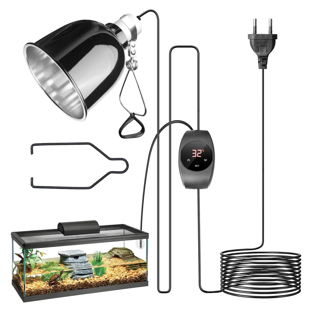 Portalampada rettile per terrario a cupola E27, cupola rettile, paralume con dimmer e timer, attacco a cupola per lucertole, tartaruga, barba, pollo e cane